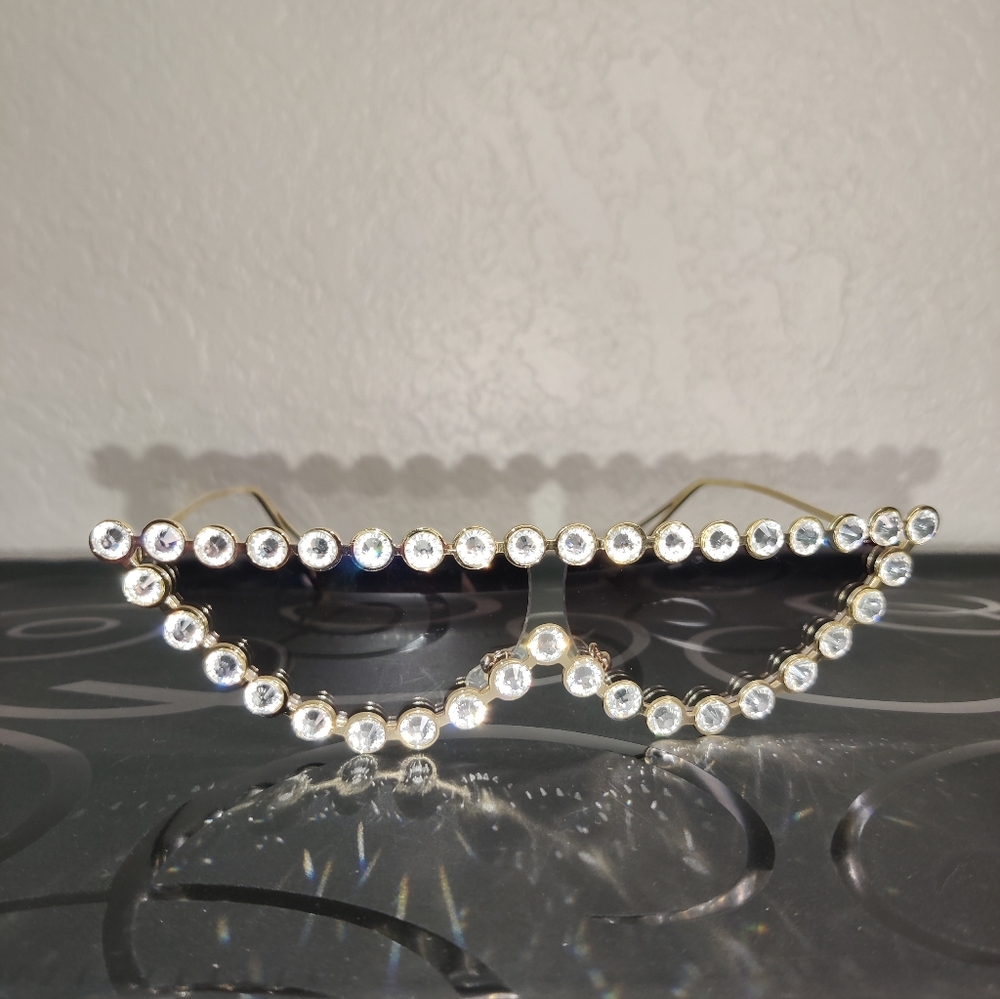 Pearl-Embellished Black Sunglasses